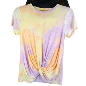 Emmer & Oat Girls Soft Tie Dye T Shirt Knot Front Size Small Short Sleeve Euc